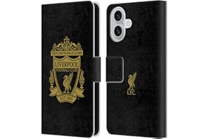 Head Case Designs Officially Licensed Liverpool Football Club Black 3 Crest 1 Leather Wallet Case Compatible With Apple iPhone 16