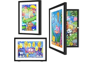 JSUDQR 2 Piezas A4 Marco para Dibujos Niños Negro para Dibujos Infantiles Contiene 150