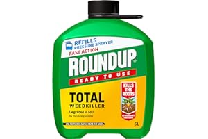 Roundup Fast Action Total Weedkiller Refill – 5 Litre – Glyphosate-Based Garden Weed Control – Kills Roots for Long-Lasting R