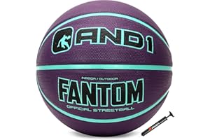AND1 Fantom Rubber Basketball & Pump- Official Size Streetball, Made for Indoor and Outdoor Basketball Games