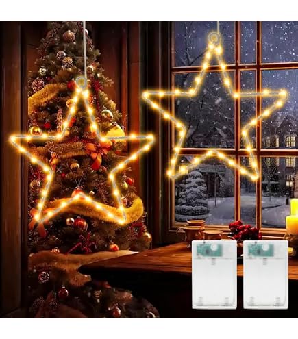 IC Winterworld LED Holz-Stern Mit Lichterkette – 60 Warmweiße LEDs, Batteriebetrieben Mit Timer | Weihnachtsdeko