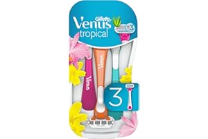 Gillette Venus Tropical Pour Femmes, Lot De 3 Rasoirs Jetables Pour Un Rasage Manuel En Douceur, Tête Pivotante À 3 Lames Et Avec Une Bande Lubrifiante Pour Protéger La Peau
