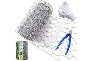 YAOJI Chicken Wire Mesh,100mm x 13m Galvanized Hexagonal Fencing Wire,Lightweight Chicken Wire Mesh with a Cutting Pliers,Cotton Gloves and 100 Pieces Nylon Ties,for Animal Poultry Fence Gardening Netting