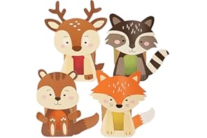 Papierdrachen 8 lampionów do majsterkowania dla dzieci – renifer, szop, lis, wiewiórka - uchwyty na podgrzewacze - zestaw do majsterkowania na jesień 1