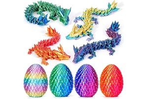 Linktour 4PCS 3D Printed Dragon Egg, Mystery Egg Articulated Crystal Animals Fidget Toy for Kis Boy Girls, 3D Print Small Dinosaur Eggs Toy Mythical Pieces Dragon in Egg (4 Pack-C)