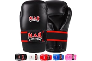 MAR INTERNATIONAL MMA Gloves for Grappling, Sparring & Punch Bag Work | Rex Leather Training Gloves for Men & Women | Karate, Kickboxing, Muay Thai, Taekwondo | Semi-Contact Mitts with Flexible Closure (S–XL)