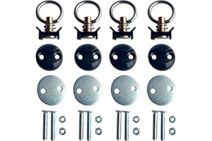 FISHYUAN 4 Pack Round Anchor Point Tie Down Kit, Bolt On Fitting Kit with Quick Release Tie Down Anchor