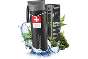 Bachgold Water Filter Camping [500 ml]- Portable Water Filter Hiking & Backpacking - Water Purification Bottle Clean Water in Seconds for Outdoor & Survival Adventures