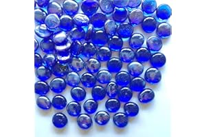 DONFULILY Glass Pebbles, Approx.0.5KG Flat Stone Glass Beads Decorative Granulates Small Pebbles for Crafts Vase Filler Flowerpot Garden Bowls Fish Tank Decoration (Blue)