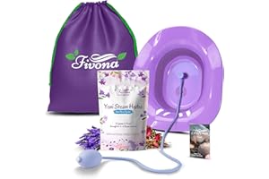 Fivona Yoni Steam Kit 4-in-1 Bundle of Expandable Steaming Seat for Toilet Pump Storage Bag and All Natural Blue Moon Herbal Blend for V-Steam Therapy Cleansing Detox Tightening Fertility Increase