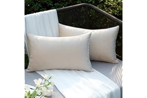 EMEMA Funda Cojines Exterior Impermeable Fundas de Almohadas de Lino de Sofá Almohadas Decorativas Modernas para Salón Cama Silla Oficina Dormitorio Habitacion Lumbar 2 Piezas 30x50cm Crema