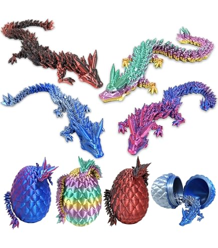 Dragon imprimé en dans l'œuf, œuf de dragon imprimé , jouet de dragon mystérieux, réaliste, réaliste, mobile, figurines surprise œufs de dragon de