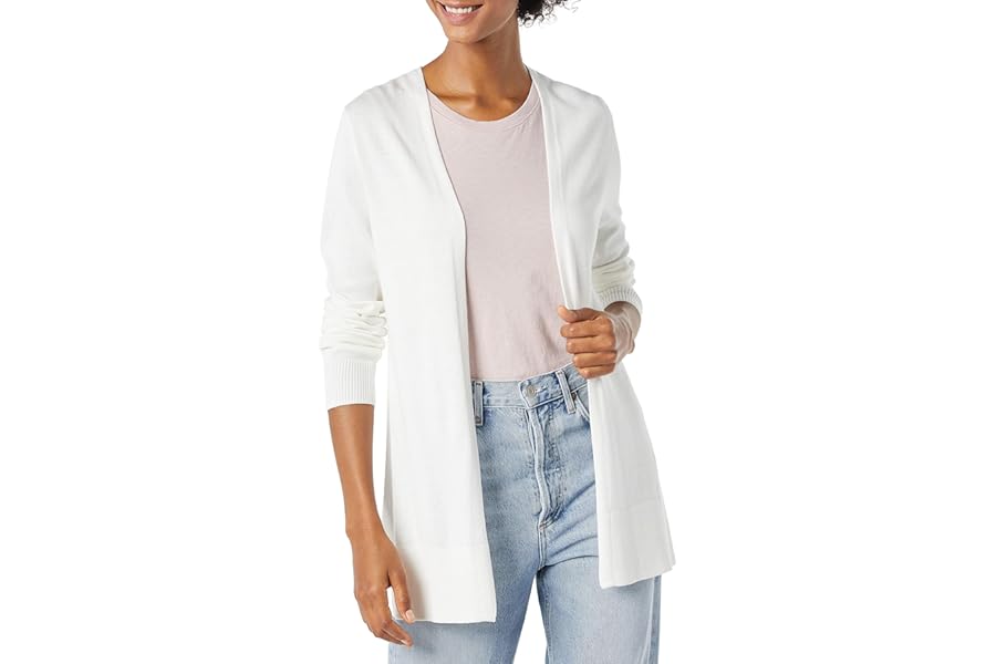 Amazon Essentials Women's Lightweight Long Open-Front Cardigan (Available in Plus Size)