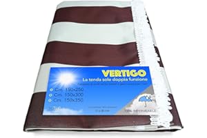 TEX FAMILY TENDA SOLE VERTIGO da esterno GIARDINO balcone RIGONE MARRONE impermeabile e idrorepellente - Cm. 150 x 250
