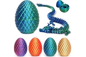 MYQIQI 3D Printed Dragon in Egg – Articulated Crystal Dragon Egg Fidget Toy Easter for Home and Office Executive Desks Décor (Green)