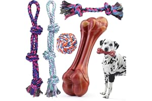 GaiusiKaisa XL Cotton Rope Toys for Aggressive Chewers, 5 Pcs Indestructible Dog Bones for Large & Med Dogs