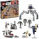 LEGO 75372 Star Wars Pack de Combat des Clone Troopers et Droïdes de Combat, Jouet pour Enfants, avec Speeder Bike, Figurine 