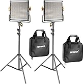 NEEWER 2 Pack Dimmable Bi-color 480 LED Video Light and Stand Lighting Kit Includes: 3200-5600K CRI 96+ LED Panel with U Brac