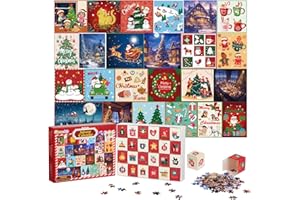 Gleamkid Advent Calendar,24 Days 1000 Pieces Christmas Jigsaw Puzzler,Holiday Christmas Puzzles,Christmas Home Decor for Kid Adult