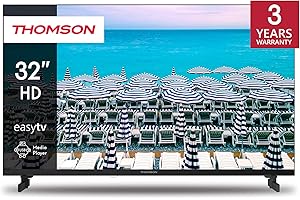 THOMSON 32 Calowy (81 cm) LED HD Easy TV – Nie Smart – Hotel Mode, USB, HDMI, Triple-Tuner (Kabel/Satelita/Antena), AV IN, CI+, A+ Płyta – 32HD2S13