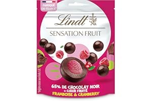 Lindt - Sachet de Billes SENSATION FRUIT Framboise & Cranberry - Chocolat Noir, 160g