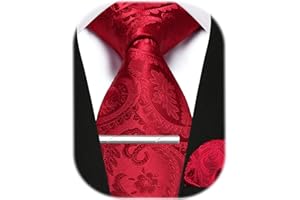 Enlision Mens Tie and Pocket Square Set Paisley Plaid Ties for Men with Tie Clip Business Formal Wedding Neckties Handkerchief Tie Pin Gift Sets