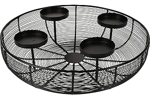 H & S Collection Adventskranz Metallschale schwarz Ø 36 cm
