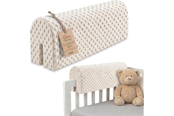 Totsy Baby Tour de lit bébé Respirant 70 cm - Contour de Lits pour Tout-Petits Protege Enfant barreaux ou Barriere Bebe Tours Mousse Berceau Protection Minky Beige Clair