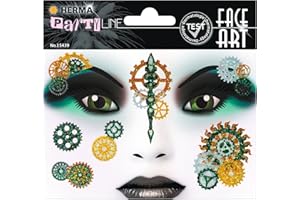 HERMA 15439 Face Art Sticker - Steampunk Marie Dermatologically Tested Removable Face Stickers Temporary Tattoos Glitter Face Paint for Carnival, Halloween, Children and Adults