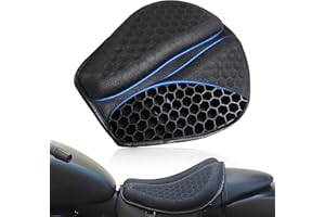 SKYJDM Foldable Motorcycle Gel Seat Cushion, Large 3D Honeycomb Structure Shock Absorption & Breathable Seat Pad for Long Rides (L)