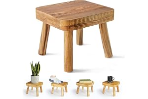 Eden Creations Small Wooden Stool, Plant Stand Indoor Step or Kids Stool - Ideal as a Small Side Table for House Plants, Bedroom Bedside or Bathroom (20cm)