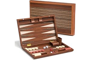 ZYNCOVE Backgammon Set, Wooden Folding Travel Backgammon Sets 2 players Classic Board Games15 Inch Premium Portable Gift with Playing Pieces & Wooden Dice Cups for Adults and Kids