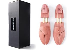 Esvioniq Men Cedar Shoe Tree Red Cedar Wooden Shoe Trees with Twin Tubes,Adjustable Shoe Trees For Men