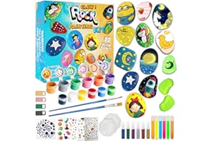 Shrubz Piedras Pintar Juegos para Niños, Piedras que brillan Manualidades DIY Kit Juegos de Manualidades para Niños Creativos Pintura con 24 colores para Niño Niña de Regalos 3 4 5 6 7 8 9 10 Años