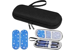 Fefod Sac pour Diabétique, Étui Refroidisseur Diabète avec 2pcs Sac De Glace en Gel Affichage de la Température, Portable Sac Isotherme à Insuline Médicament Voyage, pour Garder Médicaments Au Froid