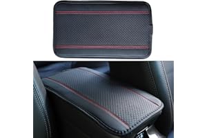 PANYI Car Center Console Pad PU Leather Car Armrest Pad four Seasons Universal Center Console Armrest Cover Suitable for Most Vehicles,SUV,Truck Car Interior (Black Red)