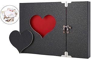 AIOR Photo Albums Scrapbook, DIY Scrap books Personalized Memory Book, Vintage Love Heart 50 Black Pages Wedding Guest Book, Birthday Gift for Women Wife Girls, Black