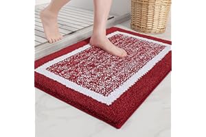 COLOR&GEOMETRY Color G Tapis de Bain Antidérapant, Tapis Salle de Bain Moelleux en Microfibre, Tapis de Douche Absorbant Lavable en Machine, 50 x 75 cm, Rouge