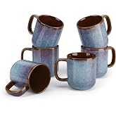 vancasso ONION Stoneware Coffee and Breakfast Cups &ndash; 360 ml &ndash; Set of 6 Cups with Handles for Tea, Cappuccino, Milk, Oats, Yog