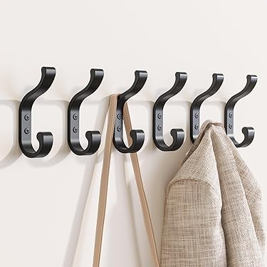 10 Ganci Da Parete Neri - Doppia Appenditura Per Cappotti, Borse, Asciugamani. Salvaspazio!