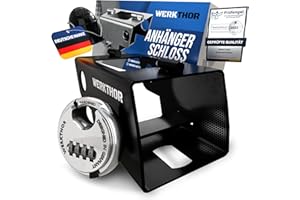 WERKTHOR Antivol de Remorque - Antivol de Remorque Robuste en Acier Inoxydable - Antivol de Remorque avec Antivol de Remorque pour L'attelage et Le Dételage - Serrure à Combinaison Incluse (Noir)