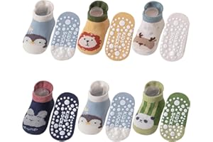 Yafane 6 Paia Calzini Antiscivolo Bambina in Cotone Calze Bambino Bimbi Neonato Calzini per Bambini e Bambine