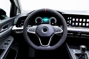 ‎S- TETIC S-TETIC® Premium Lenkradbezug aus Alcantara | D-Form | Rote 12-Uhr Markierung | Universalgröße 36-38 cm | Sport Lenkradcover | Sommer und Winter