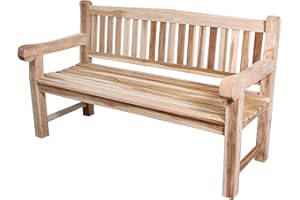 Ambientehome 3 Sitzer Bank Extra Stabil Teakholz Gartenbank Teakbank, ca. 150 cm breit, mit Tablett, Braun