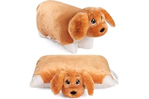 ‎BRUBAKER BRUBAKER Kuscheltier-Kissen Hund - 2 in 1 Plüschtier und Kuschelkissen - 40 x 30 cm Kuschelhund - aufklappbares Kinder Plüschkissen mit Klettverschluss - Tierkissen Hundekissen Stofftier - Braun