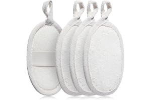 Nogeqi Loofah Lot de 4 éponges de bain en loofah - Éponge exfoliante réutilisable respectueuse de l'environnement - Pour homme et femme - Pour spa, cuisine, salle de bain, visage, corps