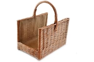PM24 MyBer® Kaminholzkorb Rattankorb Weidenkorb Tragekorb Korb für Holz verstärkt mit Jute braun K6-205_J_K