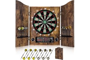 Yirinatek Diana Electronica, Dardos Diana Electronica [12 Dardos de Bronce][Modo de Juego Cricket], Diana Electronica Profesional, Puertas de Gabinete de Madera