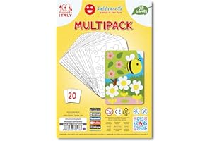 Sabbiarelli Sand-it For Fun - Multipack Primavera: 10 Fogli Adesivi A5 con 20 Disegni Uguali da Colorare con la Sabbia (non inclusa) - Attività Manuali ed Educative, Laboratori Creativi per Bambini 3+