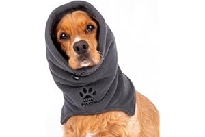 Elite Paws® UK: Luxury Dog Snood Ear Protector - Sumptuously Soft, Thick & Stretchy Fleece, with a Gentle, Warm Swaddling Effect, Ideal for Fireworks, Grooming, Travel & Everyday Comfort (Grey, M)